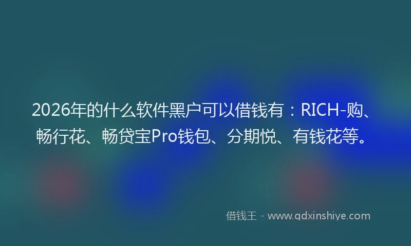 2026年的什么软件黑户可以借钱有：RICH-购、畅行花、畅贷宝Pro钱包、分期悦、有钱花等。