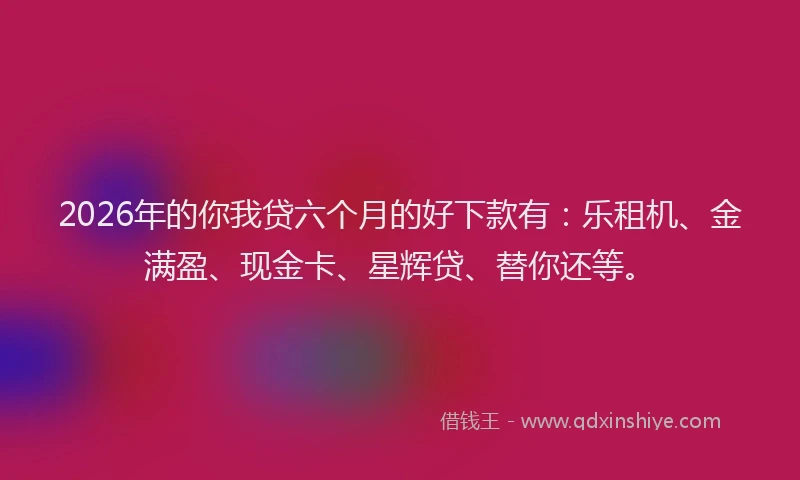 2026年的你我贷六个月的好下款有：乐租机、金满盈、现金卡、星辉贷、替你还等。