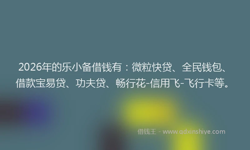 2026年的乐小备借钱有：微粒快贷、全民钱包、借款宝易贷、功夫贷、畅行花-信用飞-飞行卡等。