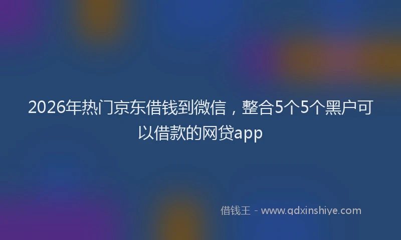 2026年热门京东借钱到微信，整合5个5个黑户可以借款的网贷app