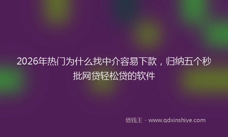 2026年热门为什么找中介容易下款，归纳五个秒批网贷轻松贷的软件