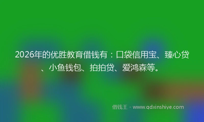 2026年的优胜教育借钱有：口袋信用宝、臻心贷、小鱼钱包、拍拍贷、爱鸿森等。