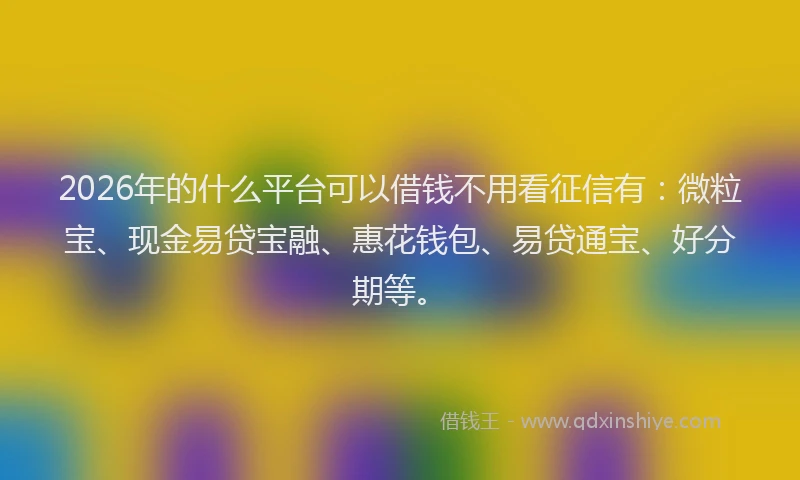 2026年的什么平台可以借钱不用看征信有：微粒宝、现金易贷宝融、惠花钱包、易贷通宝、好分期等。