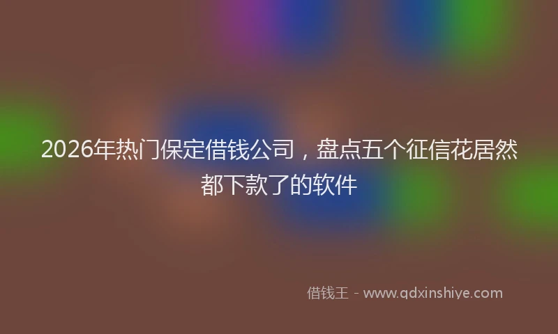 2026年热门保定借钱公司，盘点五个征信花居然都下款了的软件