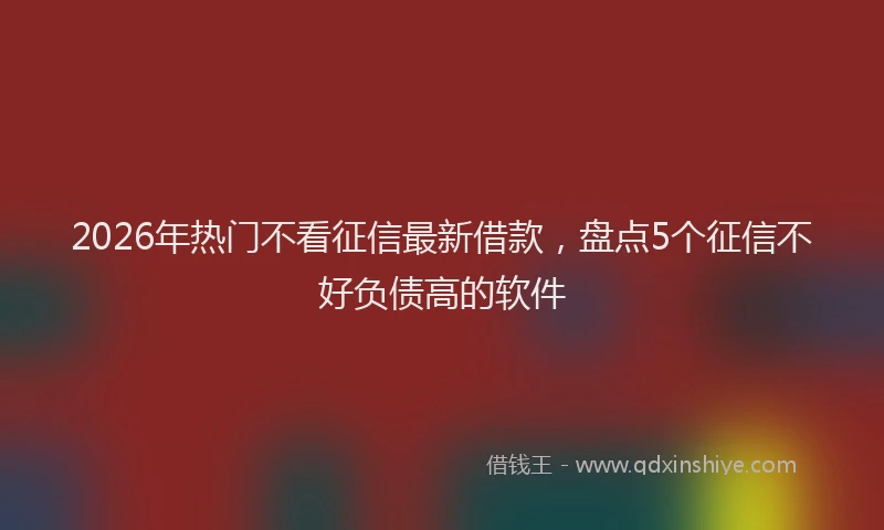 2026年热门不看征信最新借款，盘点5个征信不好负债高的软件