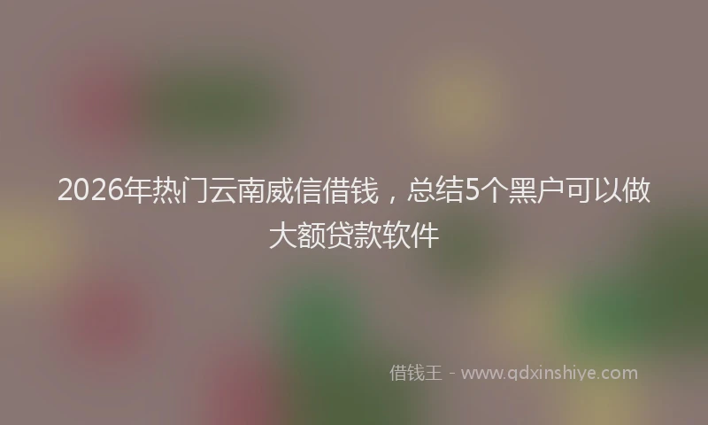2026年热门云南威信借钱，总结5个黑户可以做大额贷款软件