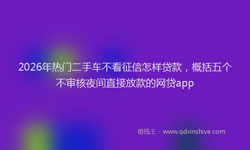 2026年热门二手车不看征信怎样贷款，概括五个不审核夜间直接放款的网贷app