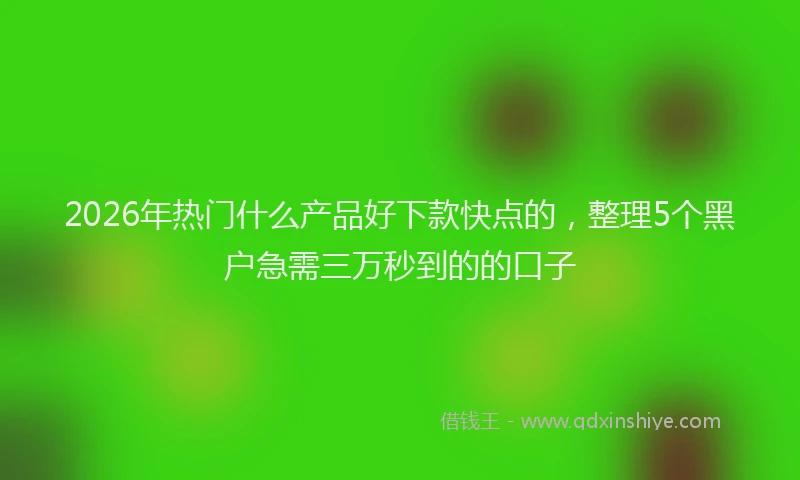 2026年热门什么产品好下款快点的，整理5个黑户急需三万秒到的的口子