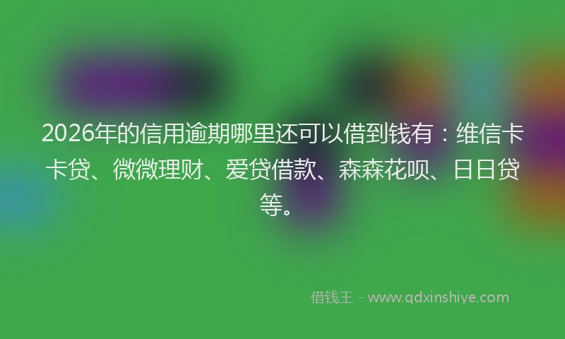 2026年的信用逾期哪里还可以借到钱有：维信卡卡贷、微微理财、爱贷借款、森森花呗、日日贷等。