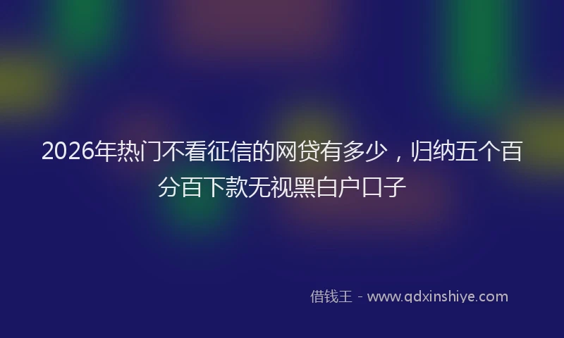 2026年热门不看征信的网贷有多少，归纳五个百分百下款无视黑白户口子