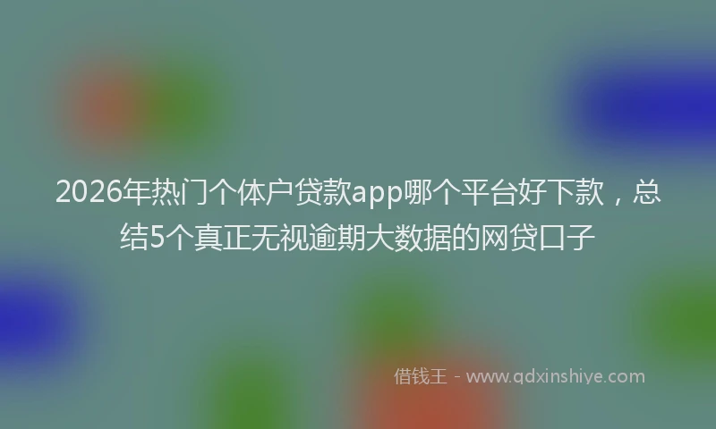2026年热门个体户贷款app哪个平台好下款，总结5个真正无视逾期大数据的网贷口子