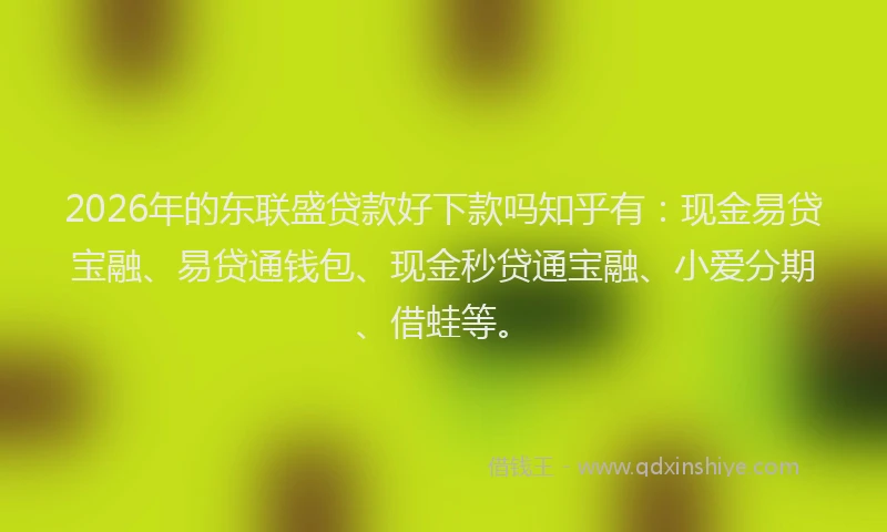 2026年的东联盛贷款好下款吗知乎有：现金易贷宝融、易贷通钱包、现金秒贷通宝融、小爱分期、借蛙等。