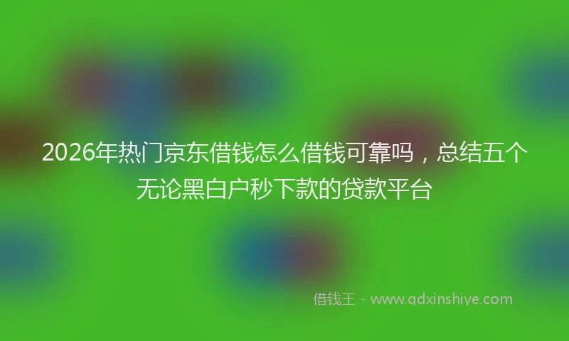 2026年热门京东借钱怎么借钱可靠吗，总结五个无论黑白户秒下款的贷款平台