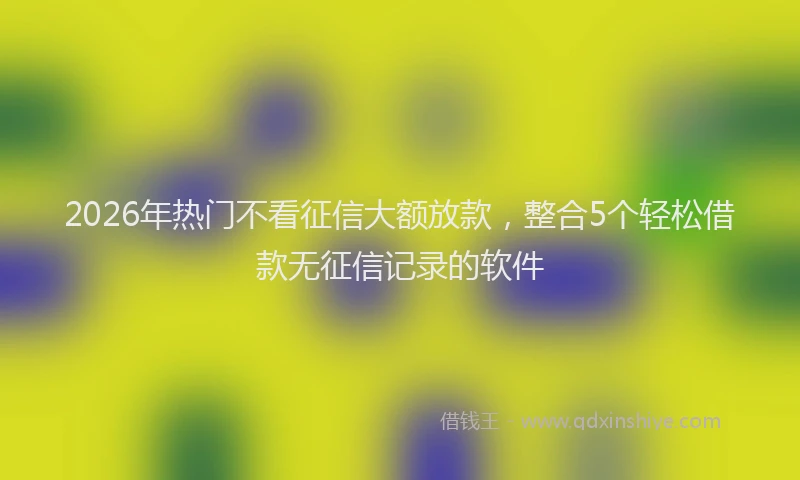 2026年热门不看征信大额放款，整合5个轻松借款无征信记录的软件