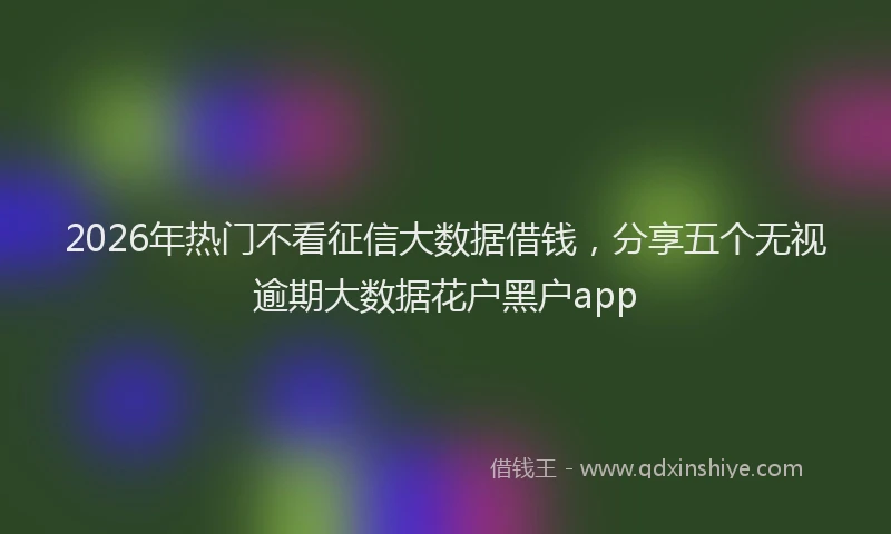 2026年热门不看征信大数据借钱，分享五个无视逾期大数据花户黑户app