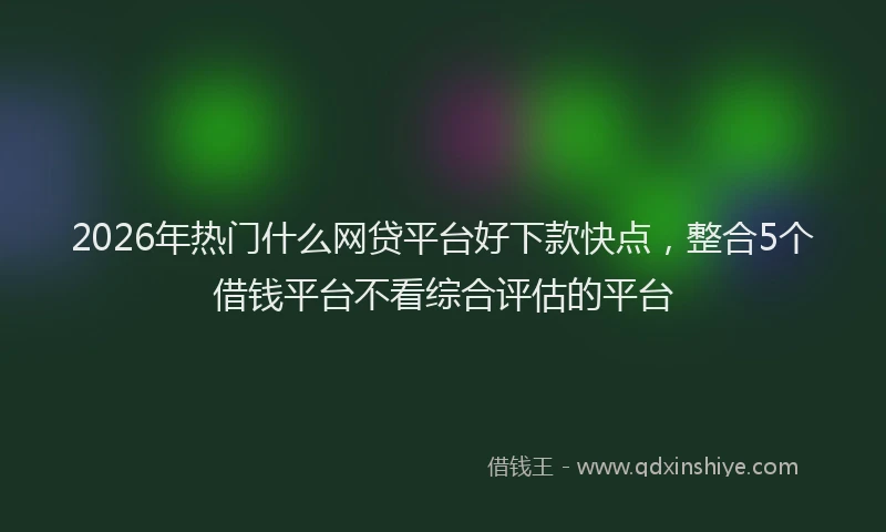 2026年热门什么网贷平台好下款快点，整合5个借钱平台不看综合评估的平台