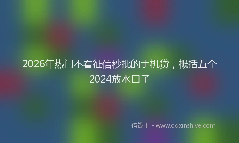 2026年热门不看征信秒批的手机贷，概括五个2024放水口子