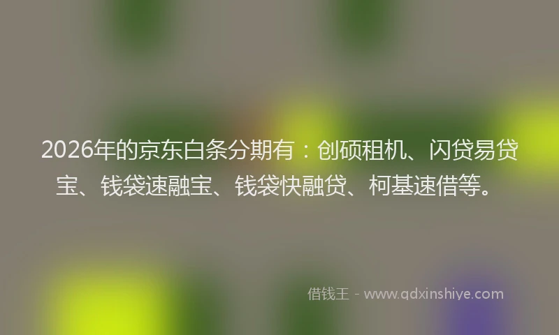 2026年的京东白条分期有：创硕租机、闪贷易贷宝、钱袋速融宝、钱袋快融贷、柯基速借等。