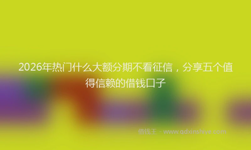 2026年热门什么大额分期不看征信，分享五个值得信赖的借钱口子