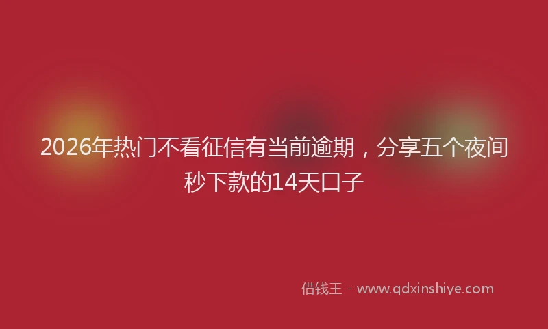 2026年热门不看征信有当前逾期，分享五个夜间秒下款的14天口子