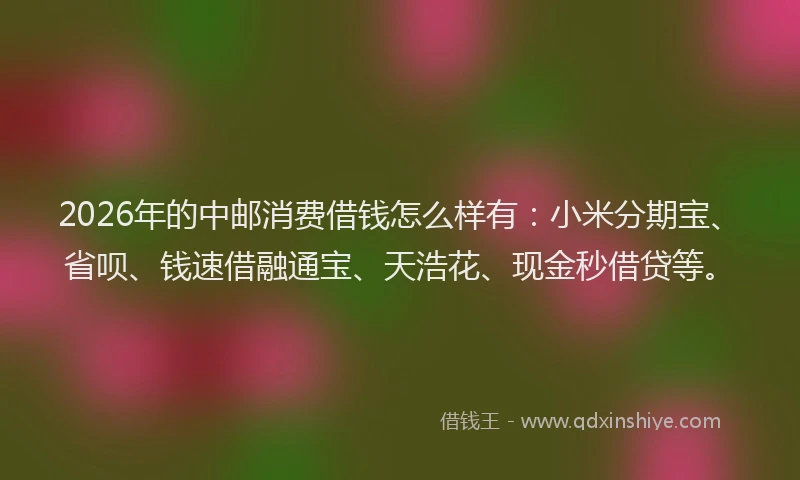 2026年的中邮消费借钱怎么样有：小米分期宝、省呗、钱速借融通宝、天浩花、现金秒借贷等。