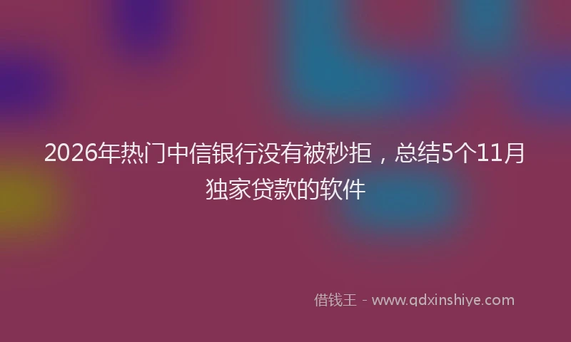 2026年热门中信银行没有被秒拒，总结5个11月独家贷款的软件