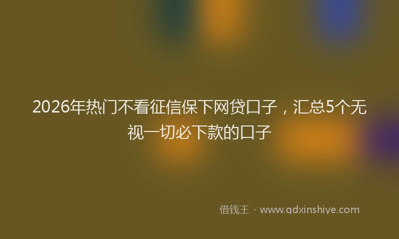 2026年热门不看征信保下网贷口子，汇总5个无视一切必下款的口子
