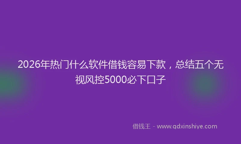 2026年热门什么软件借钱容易下款，总结五个无视风控5000必下口子