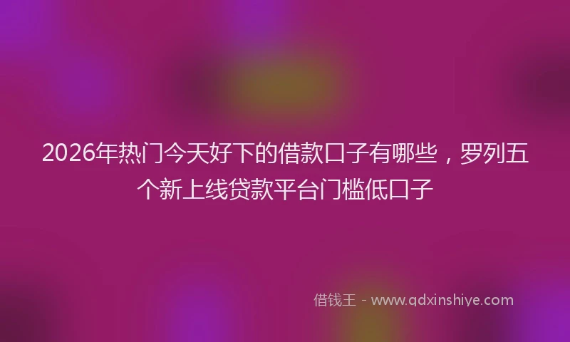 2026年热门今天好下的借款口子有哪些，罗列五个新上线贷款平台门槛低口子