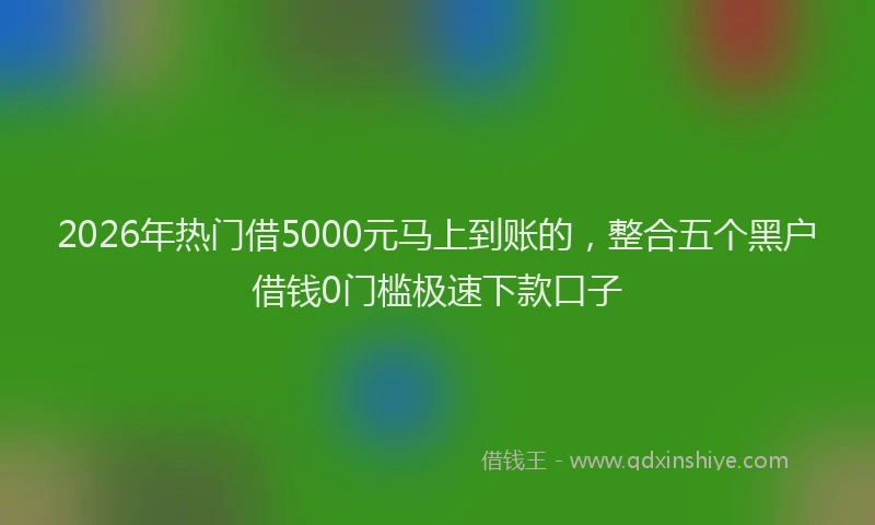 2026年热门借5000元马上到账的，整合五个黑户借钱0门槛极速下款口子