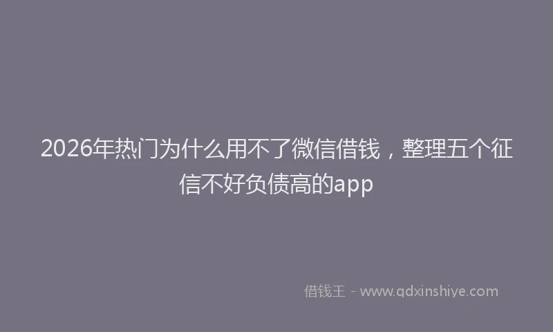 2026年热门为什么用不了微信借钱，整理五个征信不好负债高的app