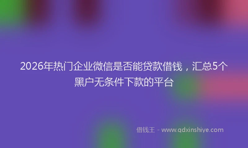 2026年热门企业微信是否能贷款借钱，汇总5个黑户无条件下款的平台