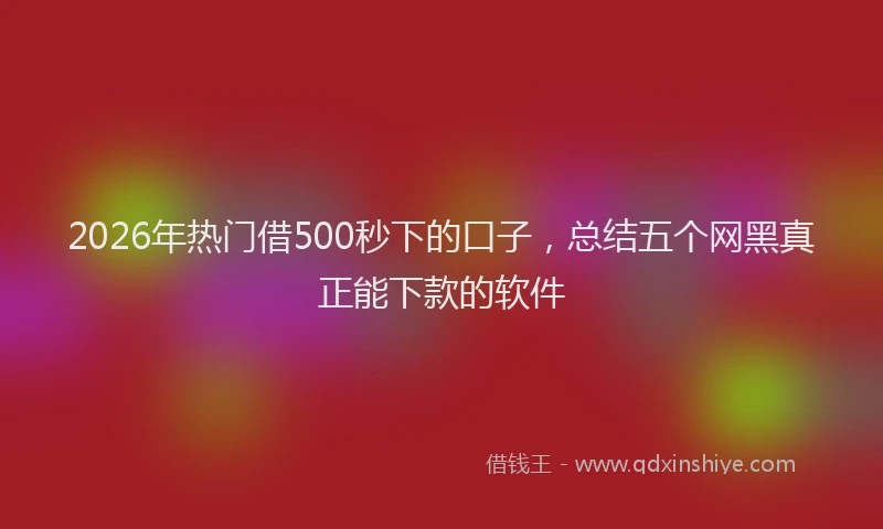 2026年热门借500秒下的口子，总结五个网黑真正能下款的软件
