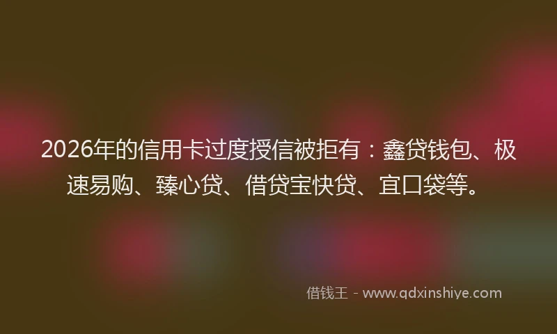 2026年的信用卡过度授信被拒有：鑫贷钱包、极速易购、臻心贷、借贷宝快贷、宜口袋等。