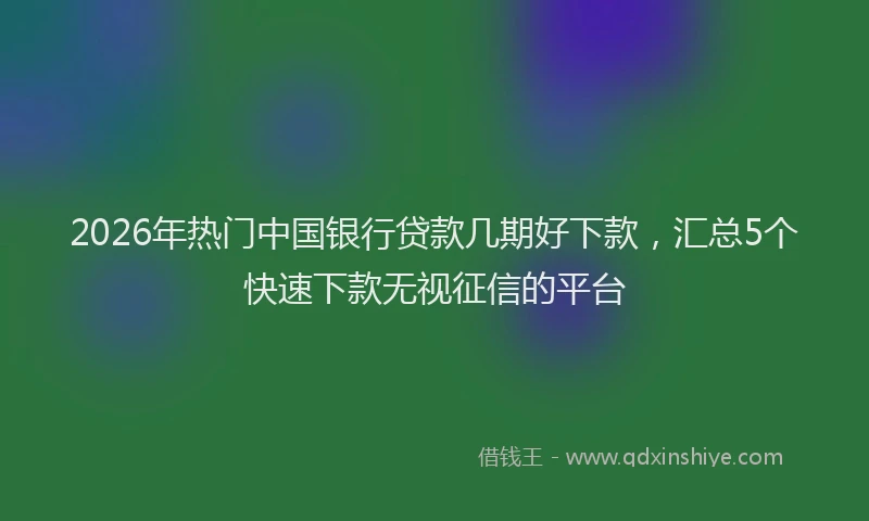 2026年热门中国银行贷款几期好下款，汇总5个快速下款无视征信的平台