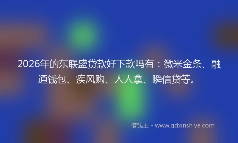 2026年的东联盛贷款好下款吗有：微米金条、融通钱包、疾风购、人人拿、瞬信贷等。