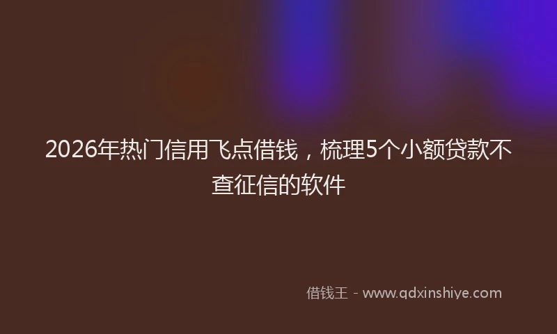 2026年热门信用飞点借钱，梳理5个小额贷款不查征信的软件