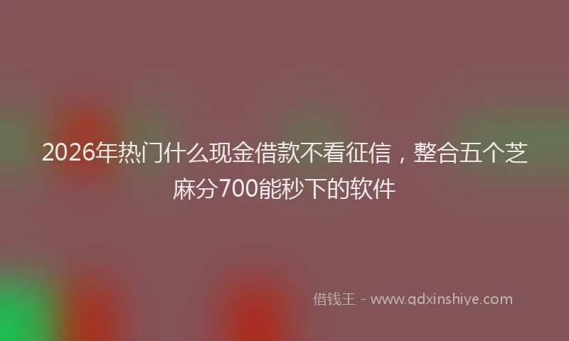 2026年热门什么现金借款不看征信，整合五个芝麻分700能秒下的软件