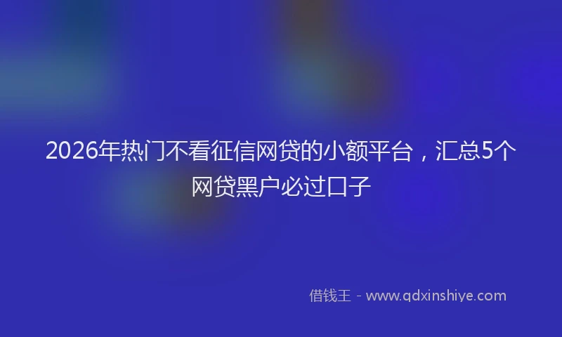2026年热门不看征信网贷的小额平台，汇总5个网贷黑户必过口子
