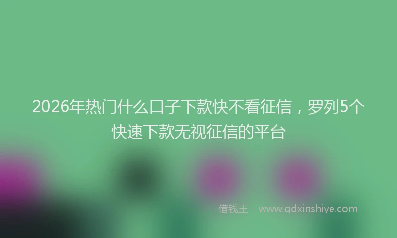 2026年热门什么口子下款快不看征信，罗列5个快速下款无视征信的平台