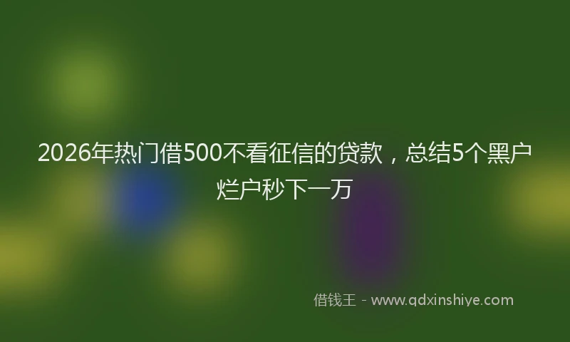 2026年热门借500不看征信的贷款，总结5个黑户烂户秒下一万