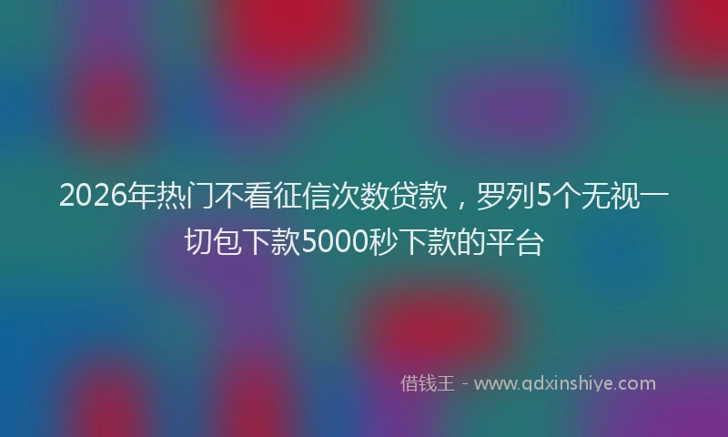 2026年热门不看征信次数贷款，罗列5个无视一切包下款5000秒下款的平台