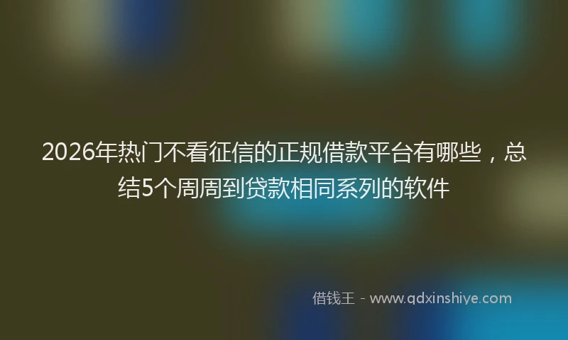 2026年热门不看征信的正规借款平台有哪些，总结5个周周到贷款相同系列的软件