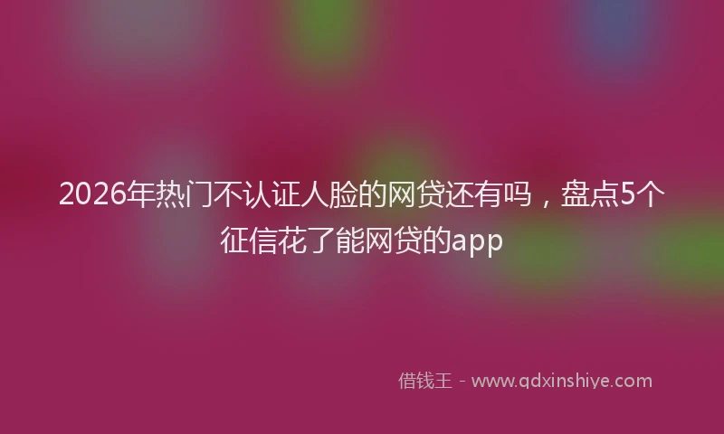 2026年热门不认证人脸的网贷还有吗，盘点5个征信花了能网贷的app