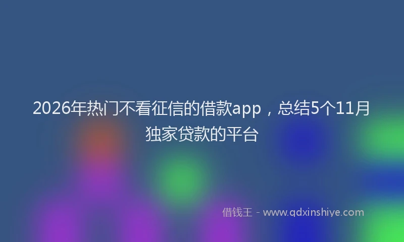 2026年热门不看征信的借款app，总结5个11月独家贷款的平台