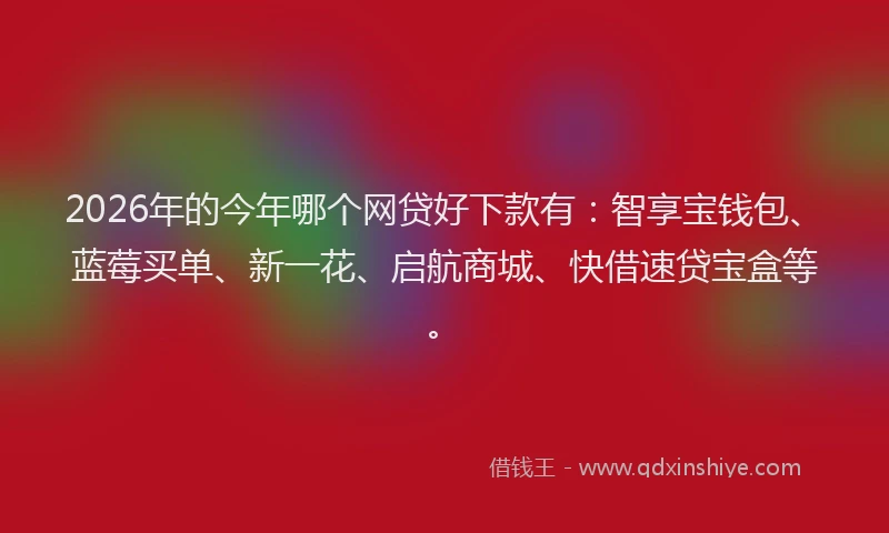 2026年的今年哪个网贷好下款有：智享宝钱包、蓝莓买单、新一花、启航商城、快借速贷宝盒等。