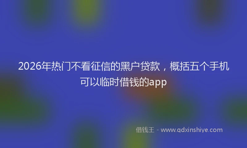 2026年热门不看征信的黑户贷款，概括五个手机可以临时借钱的app