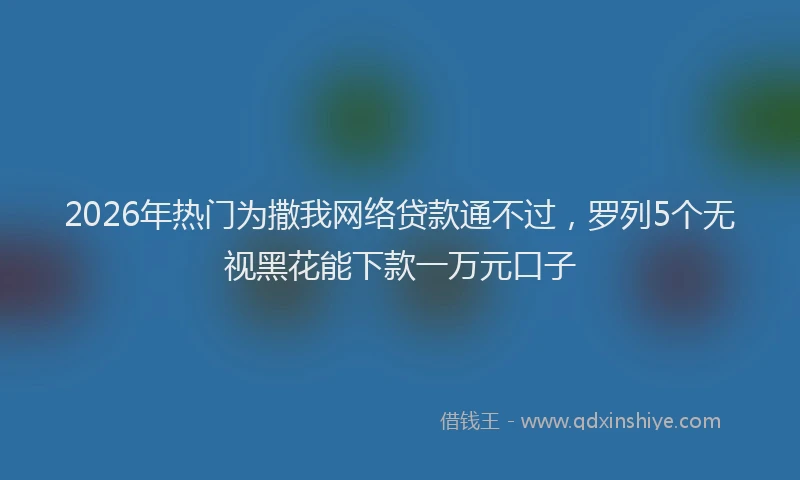 2026年热门为撒我网络贷款通不过，罗列5个无视黑花能下款一万元口子