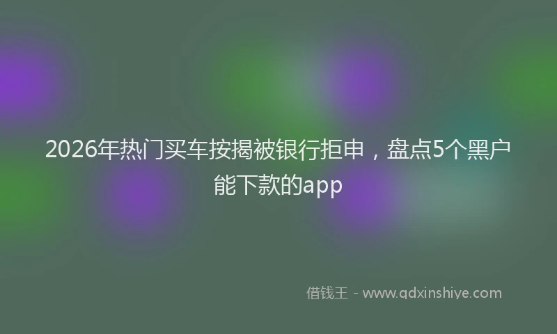 2026年热门买车按揭被银行拒申，盘点5个黑户能下款的app