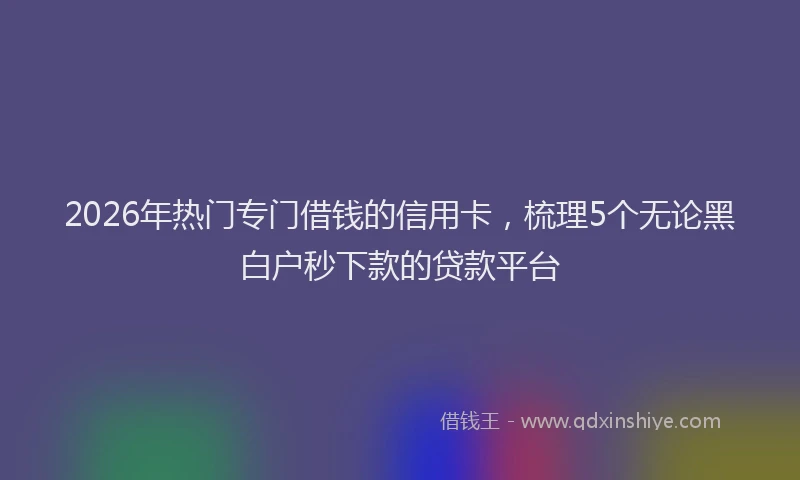2026年热门专门借钱的信用卡，梳理5个无论黑白户秒下款的贷款平台